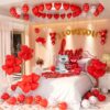 Love Balloons Decorations I Love You Balloons and Heart Balloons Kit with 1000Pcs Red Silk Rose Petals Flower Decoration Love-Bear Heart Print Balloons Banner for Valentine Party Decorations